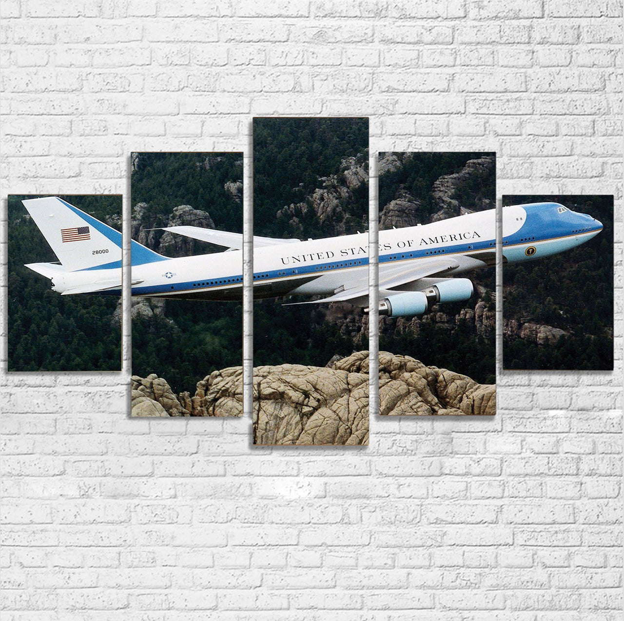 Cruising United States of America Boeing 747 Printed Multiple Canvas Poster Aviation Shop 