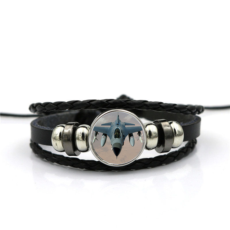 Crusing Fighter Jet 16 Designed Leather Bracelets
