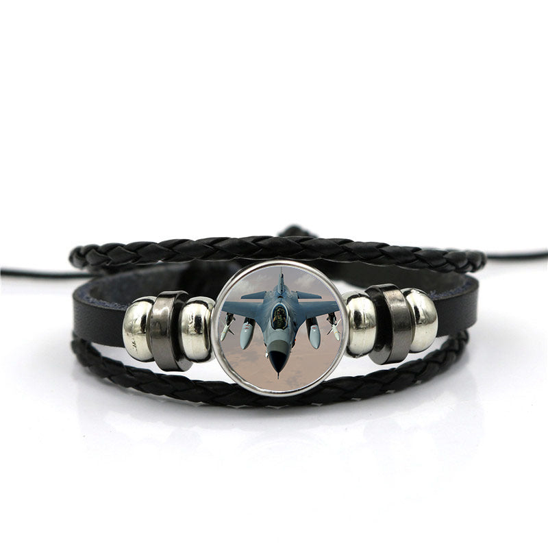 Crusing Fighting Falcon F16 Designed Leather Bracelets