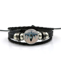Thumbnail for Crusing Fighting Falcon F16 Designed Leather Bracelets