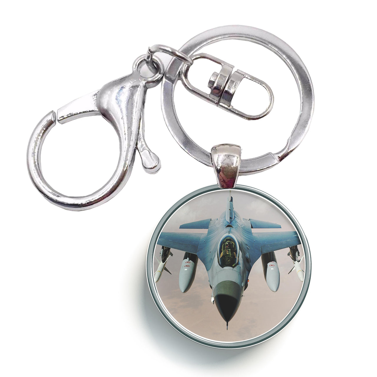 Crusing Fighting Falcon F16 Designed Circle Key Chains