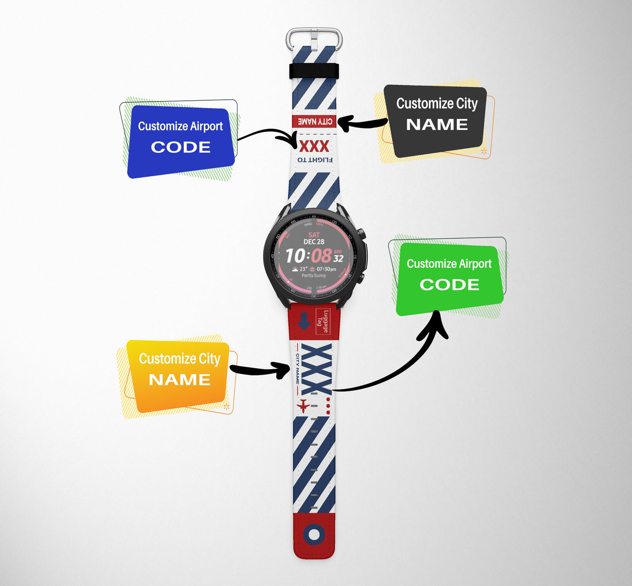 Custom Airport & City Designed Samsung & Huawei Watch Bands