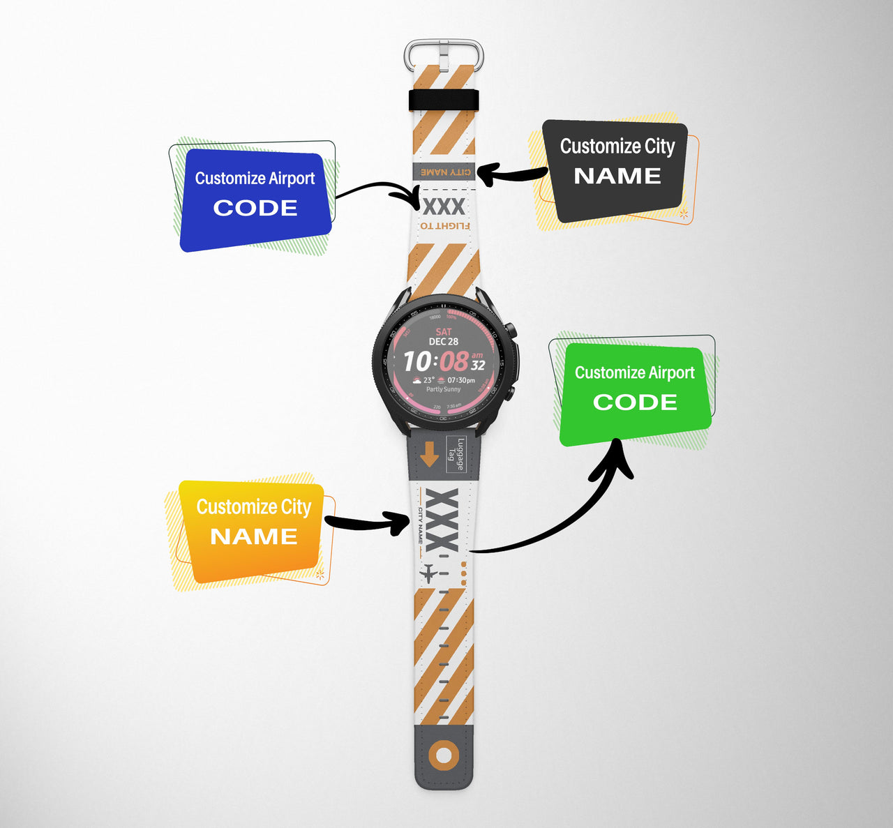 Custom Airport & City Designed Samsung & Huawei Watch Bands