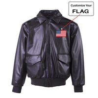 Thumbnail for Custom Flag Designed Leather Bomber Jackets (NO Fur)