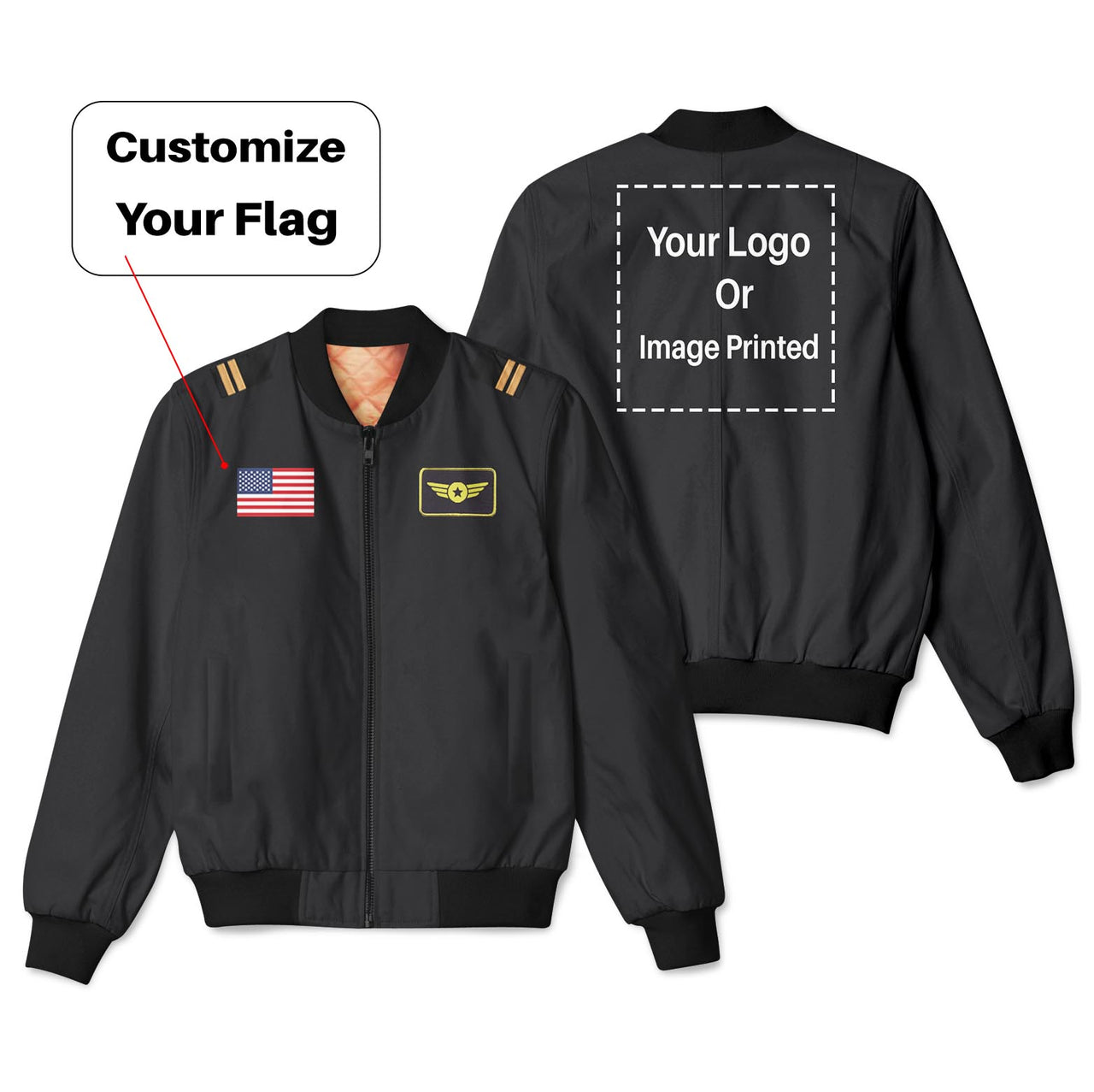 Custom Flag & Name & Logo Designed 3D Pilot Bomber Jackets