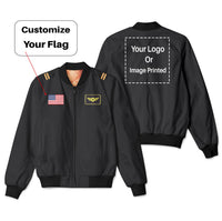 Thumbnail for Custom Flag & Name & Logo Designed 3D Pilot Bomber Jackets