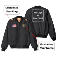 Thumbnail for Custom Flag & Name & Logo Designed 3D Pilot Bomber Jackets