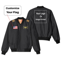 Thumbnail for Custom Flag & Name & Logo Designed 3D Pilot Bomber Jackets