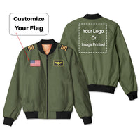 Thumbnail for Custom Flag & Name & Logo Designed 3D Pilot Bomber Jackets
