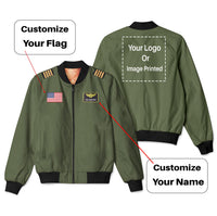 Thumbnail for Custom Flag & Name & Logo Designed 3D Pilot Bomber Jackets
