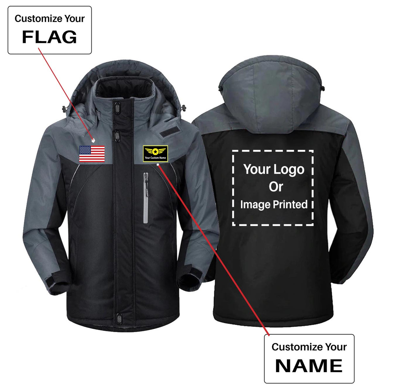 Your Custom Logo & Name & Flag Designed Thick Winter Jackets