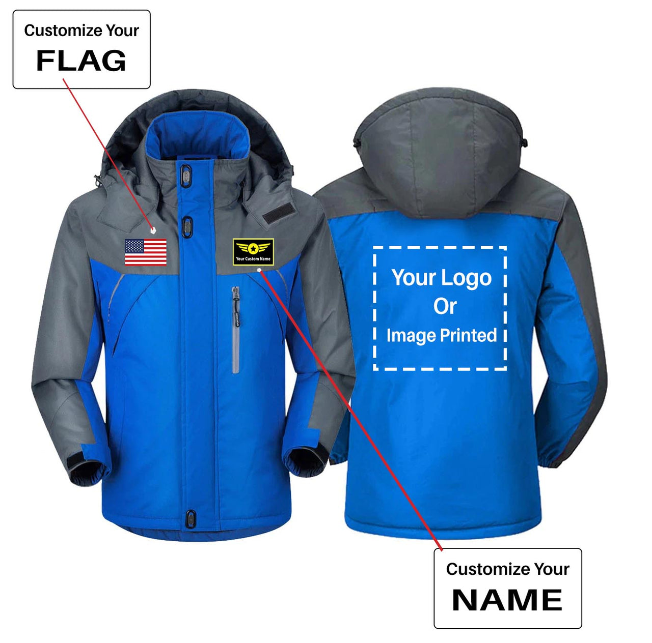 Your Custom Logo & Name & Flag Designed Thick Winter Jackets