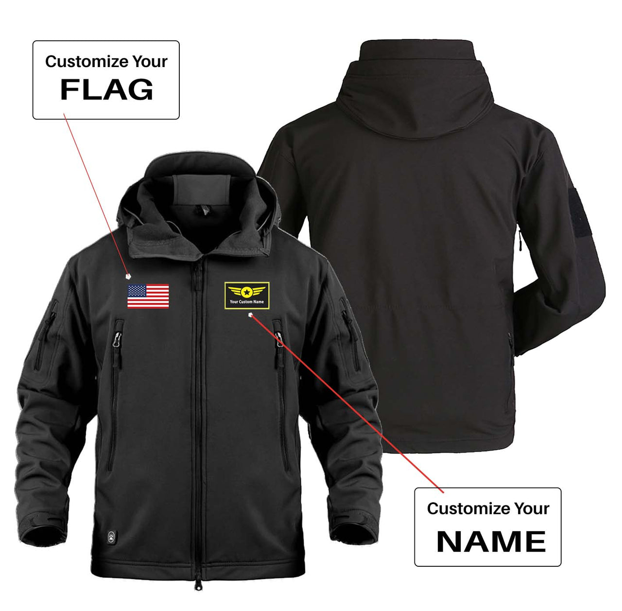 Custom Flag & Name with "Special" Badge Designed Military Jackets