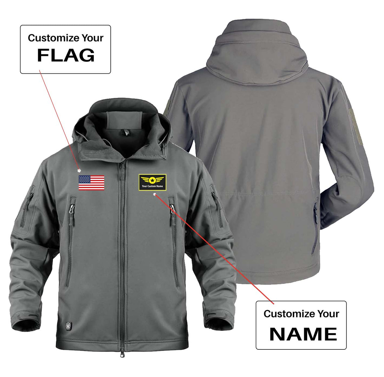 Custom Flag & Name with "Special" Badge Designed Military Jackets