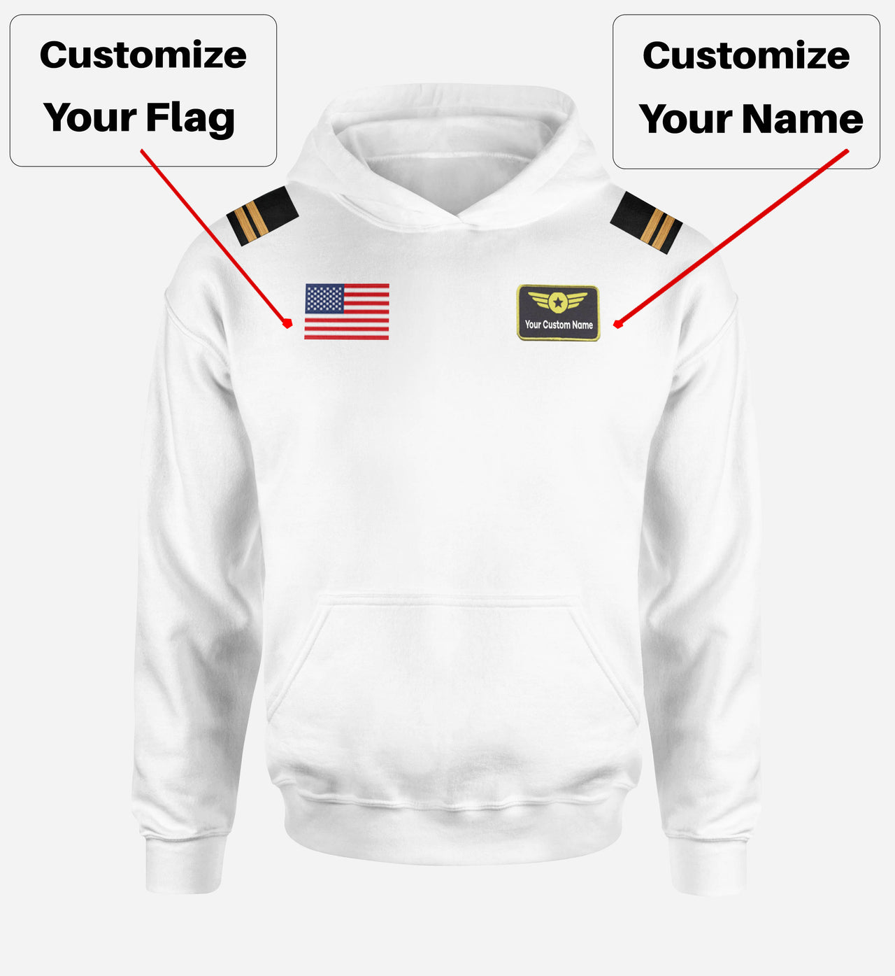 Custom Name & Badge & Epualette Designed Hoodies