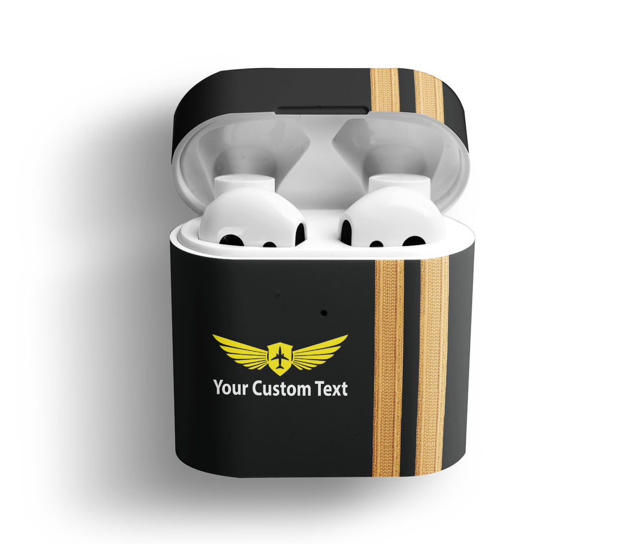 Customizable Name & Special Golden Pilot Epaulettes Designed AirPods Cases