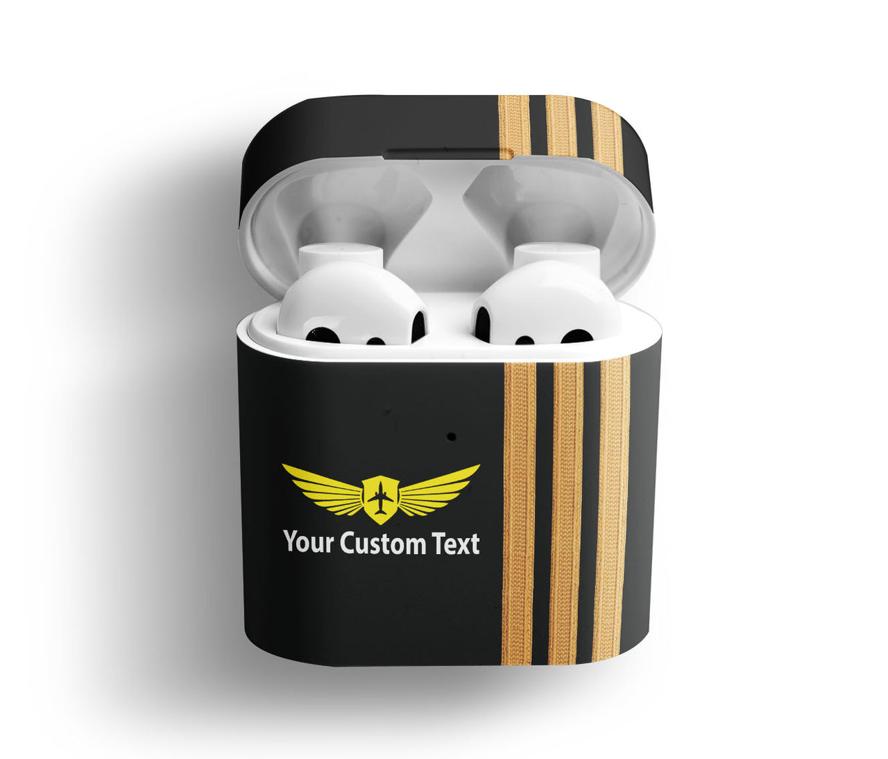 Customizable Name & Special Golden Pilot Epaulettes Designed AirPods Cases