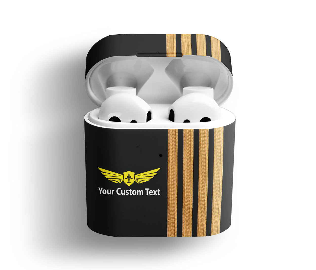 Customizable Name & Special Golden Pilot Epaulettes  Designed AirPods  Cases
