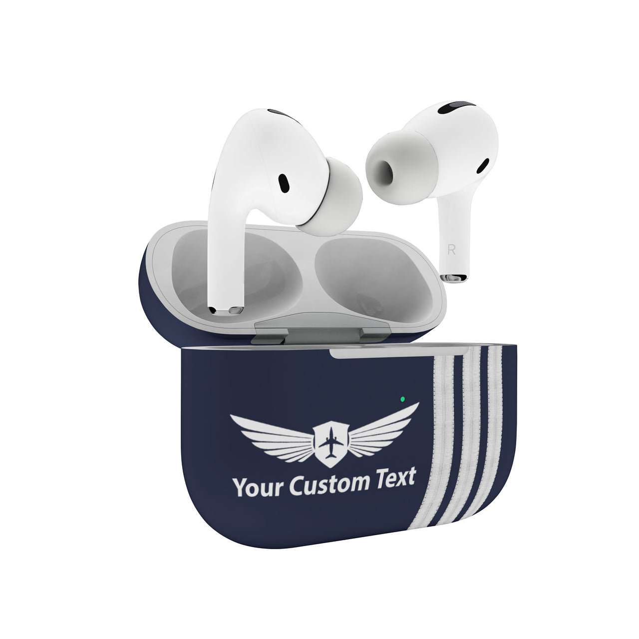 Customizable Name & Special Silver Pilot Epaulettes  Designed AirPods  Cases