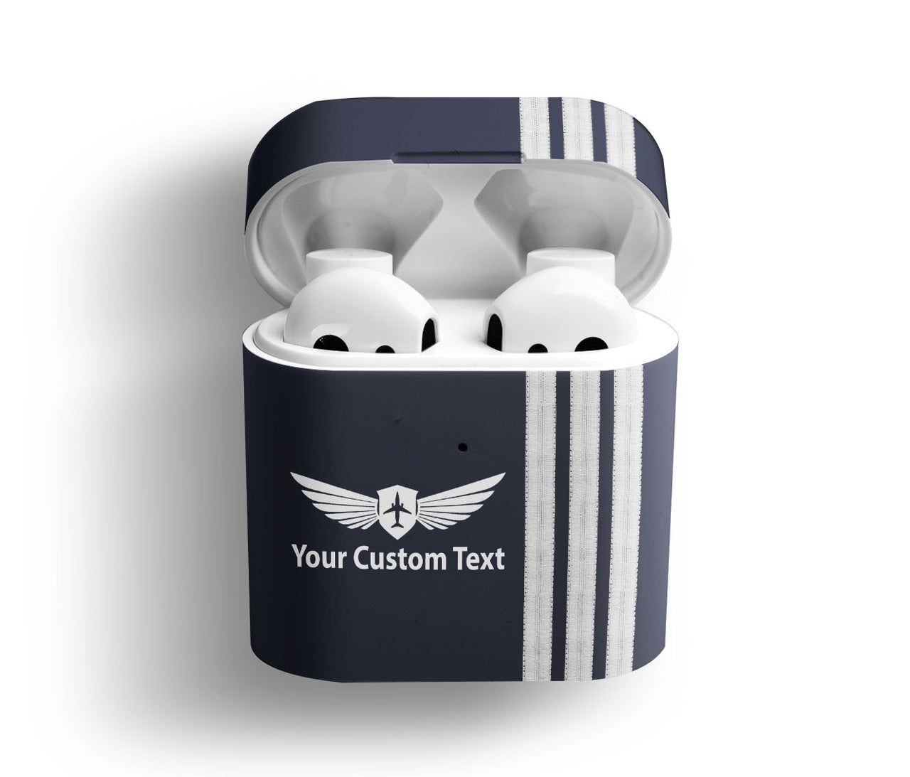 Customizable Name & Special Silver Pilot Epaulettes Designed AirPods Cases