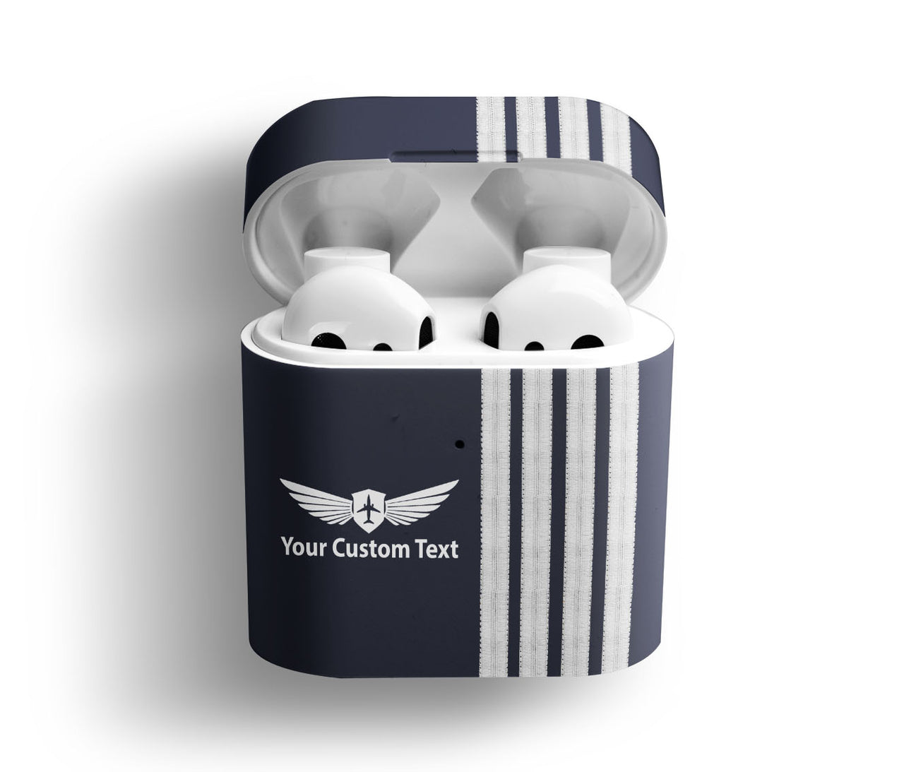 Customizable Name & Special Silver Pilot Epaulettes Designed AirPods Cases