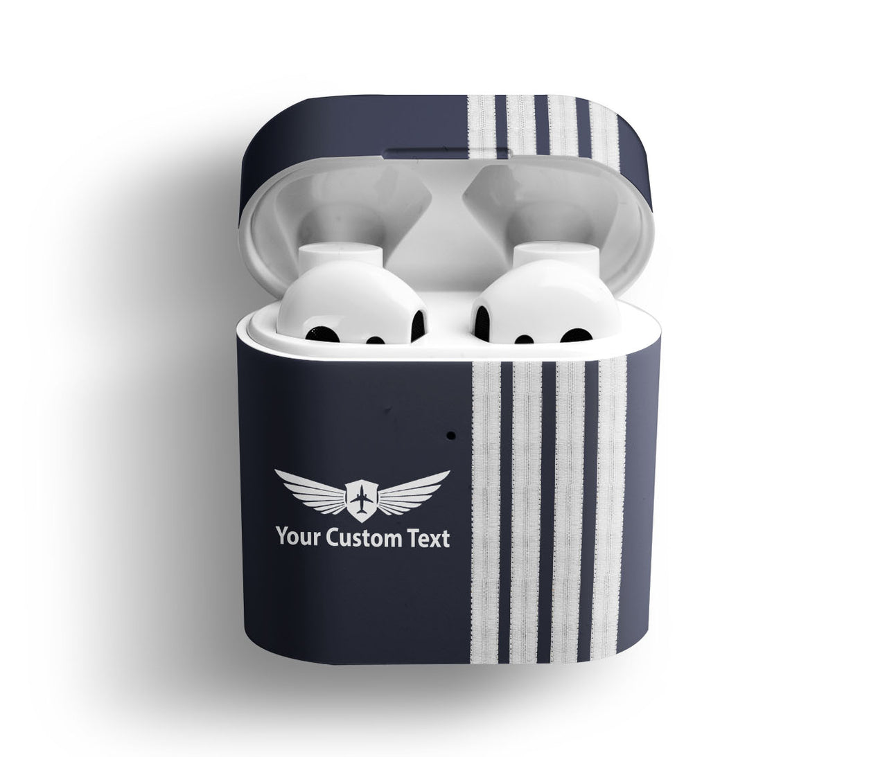 Customizable Name & Special Silver Pilot Epaulettes  Designed AirPods  Cases
