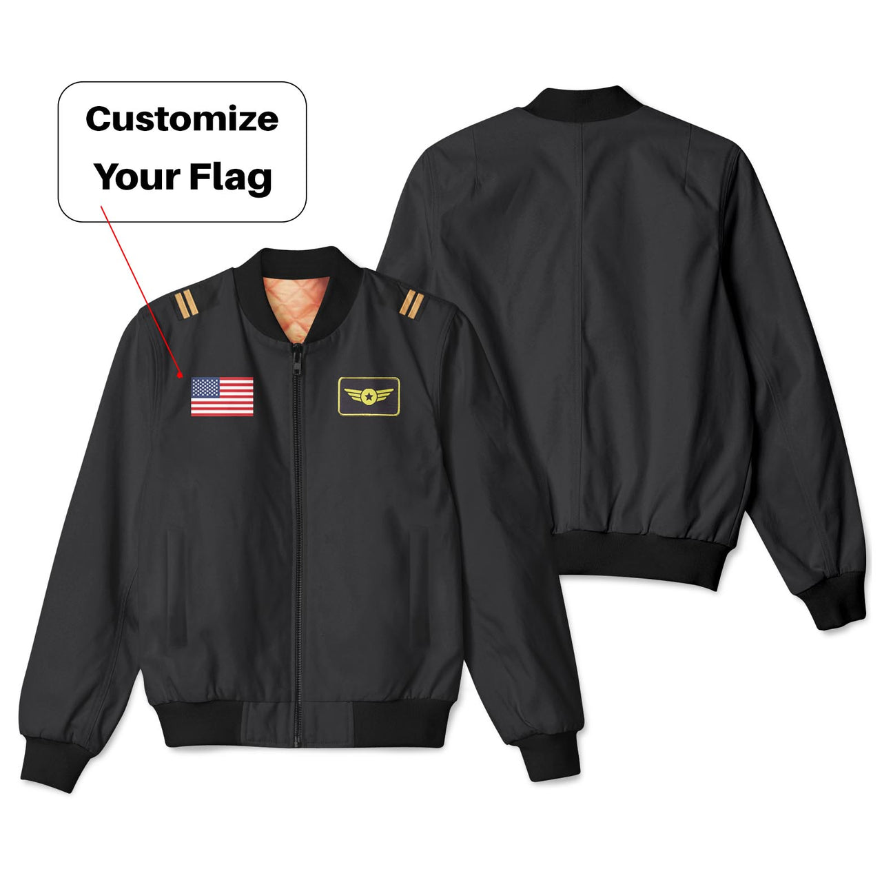 Custom Flag & Name Designed 3D Pilot Bomber Jackets