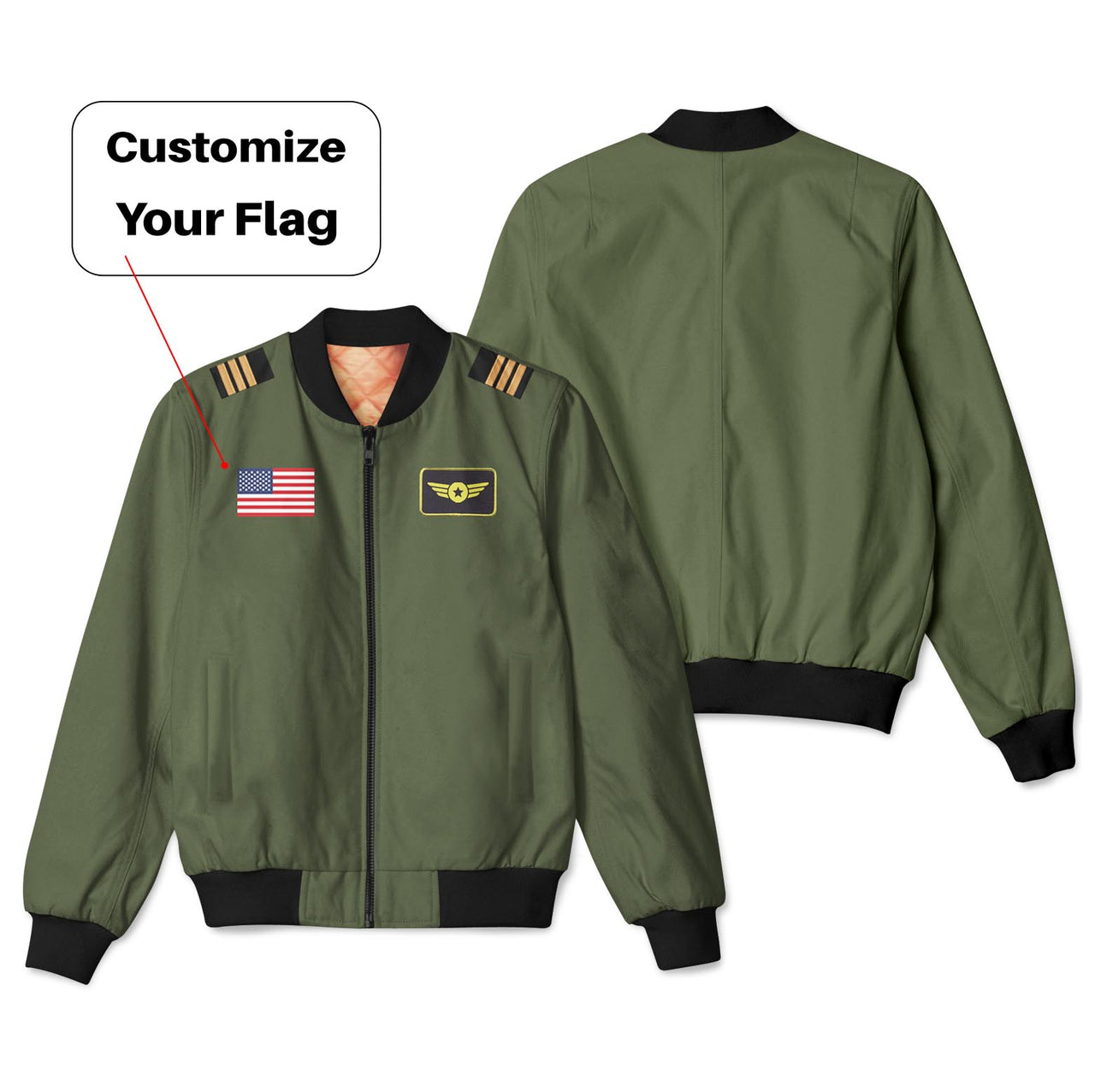 Custom Flag & Name Designed 3D Pilot Bomber Jackets