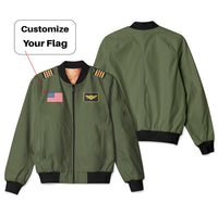 Thumbnail for Custom Flag & Name Designed 3D Pilot Bomber Jackets