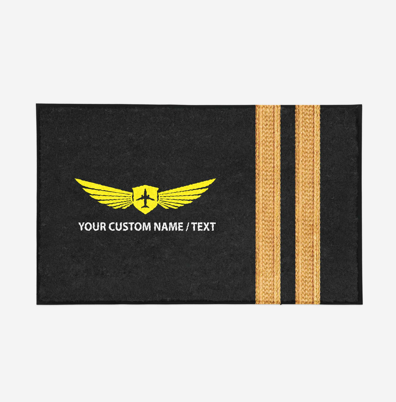 Your Custom Name or Text & Golden Epaulettes (2 Lines) Designed Door Mats