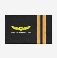 Thumbnail for Your Custom Name or Text & Golden Epaulettes (2 Lines) Designed Door Mats