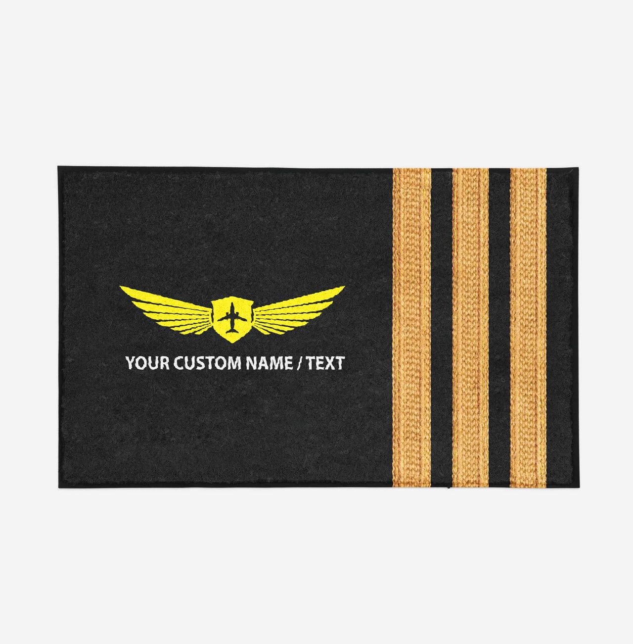 Your Custom Name or Text & Golden Epaulettes (3 Lines) Designed Door Mats