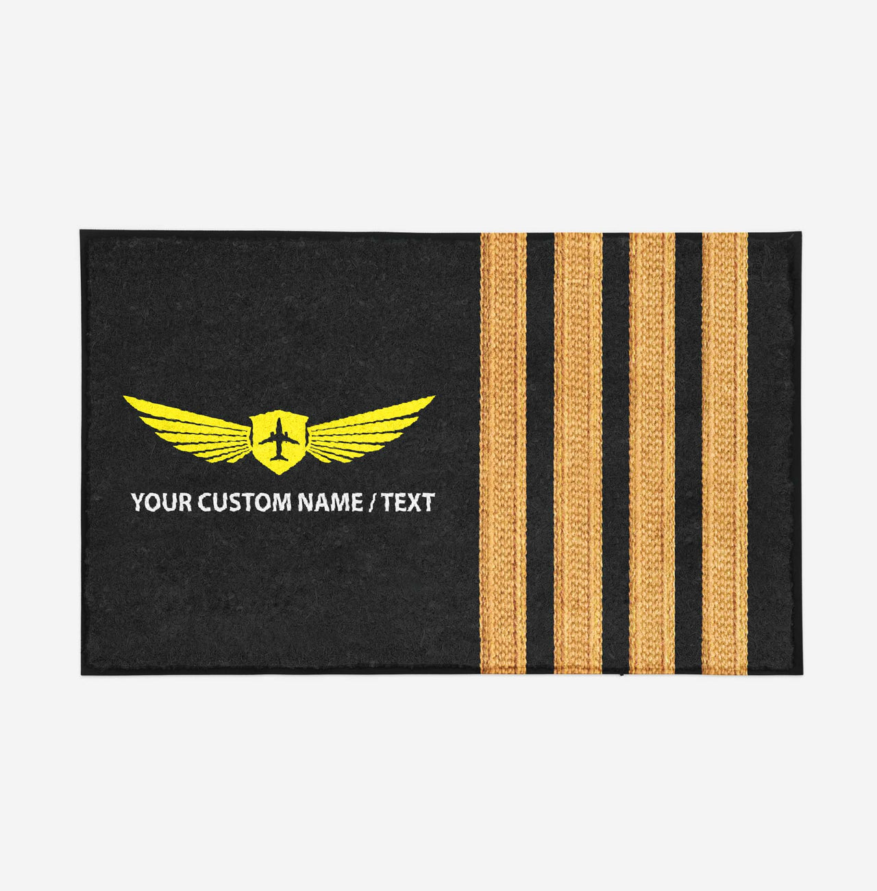 Your Custom Name or Text & Golden Epaulettes (4 Lines) Designed Door Mats