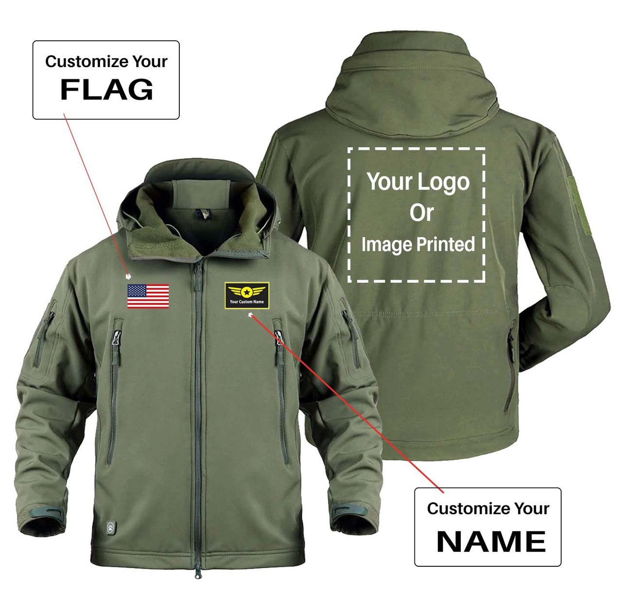 Custom Your Name & Flag & Logo (1) Designed Military Jackets