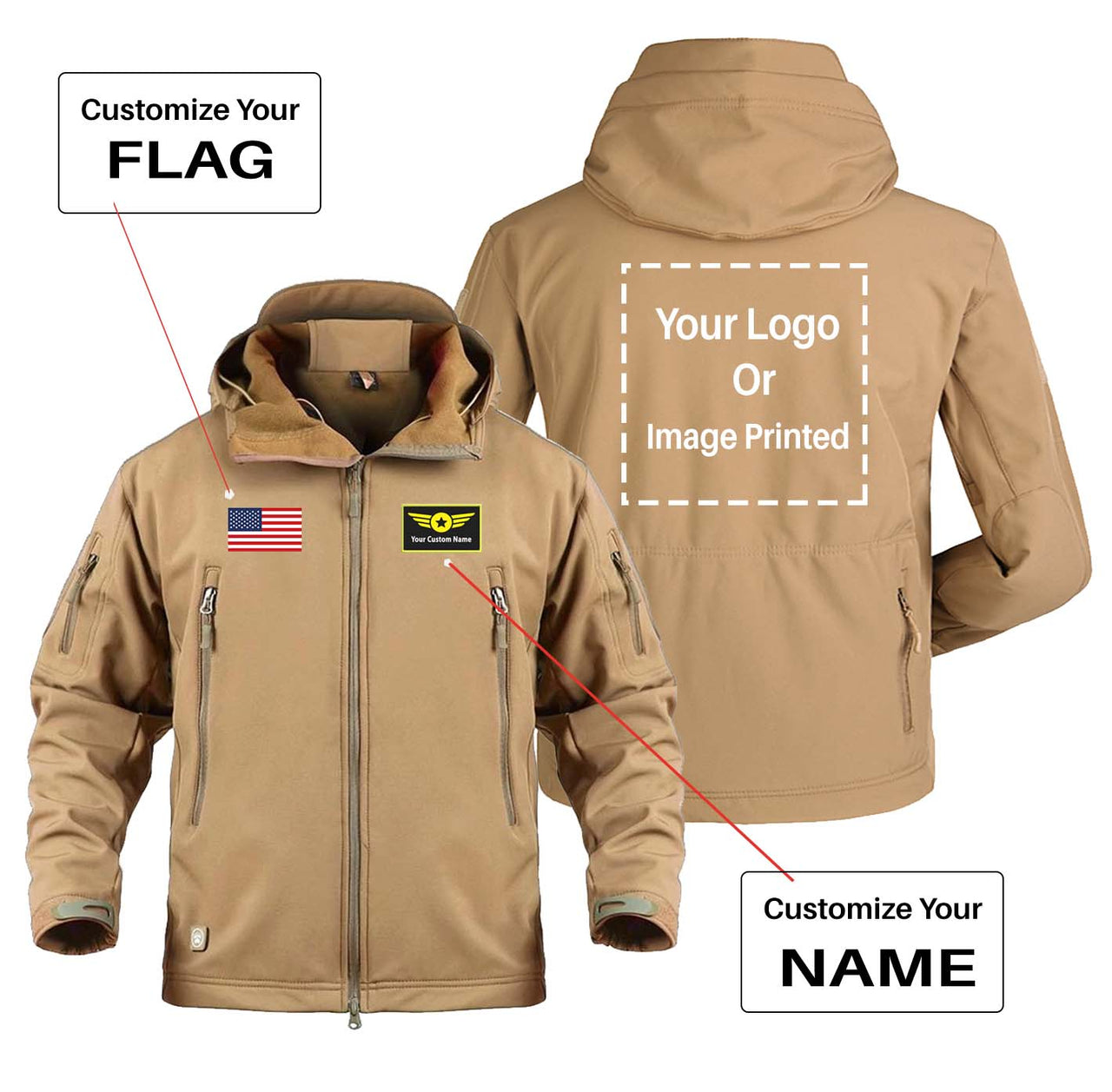 Custom Your Name & Flag & Logo (1) Designed Military Jackets