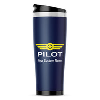 Thumbnail for Custom Name & Pilot & Badge Designed Travel Mugs