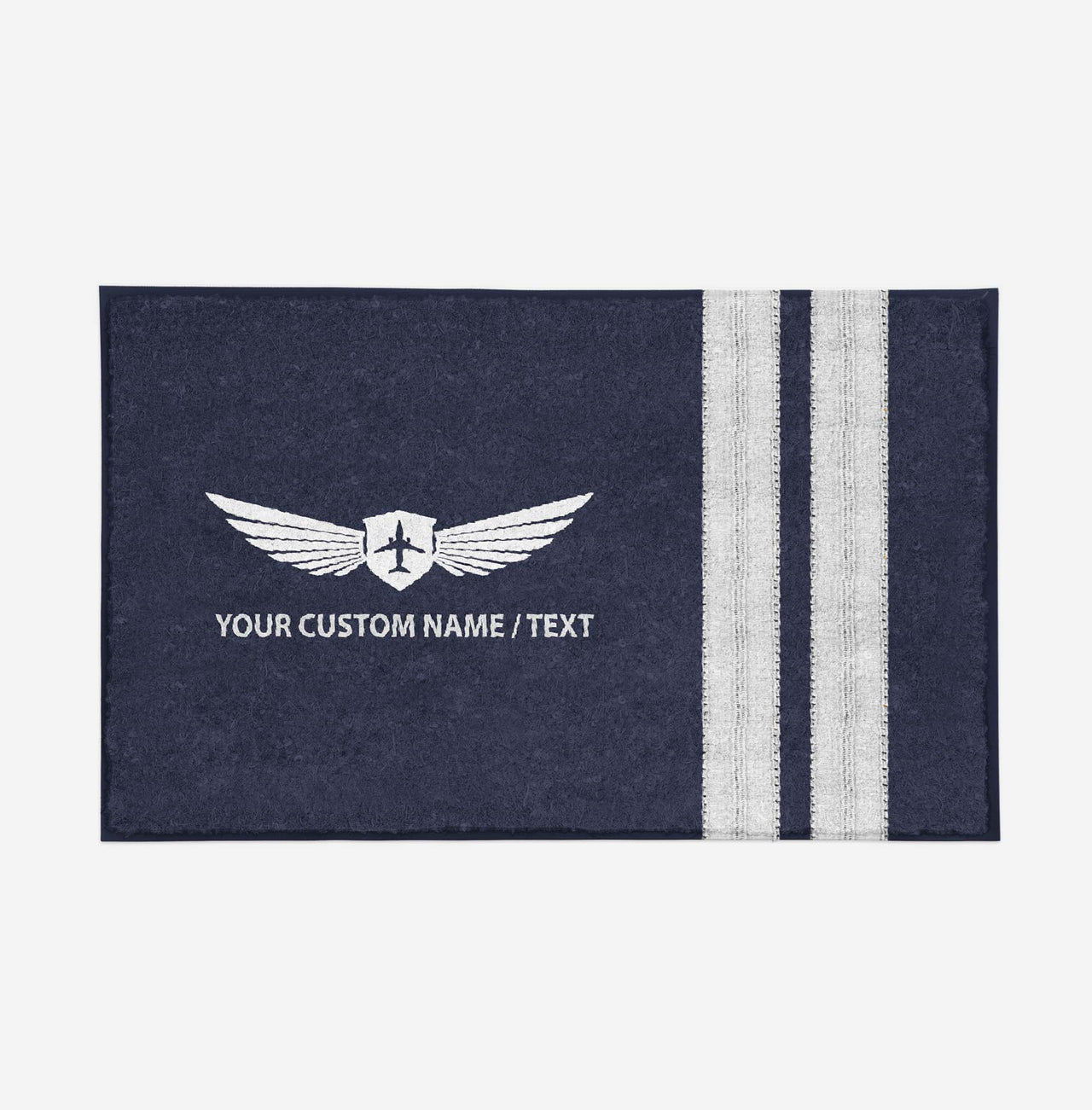 Your Custom Name or Text & "SILVER" Epaulettes (2 Lines) Designed Door Mats