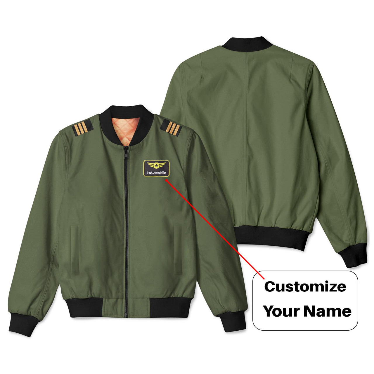 Customizable Name & Badge (5) Designed 3D Pilot Bomber Jackets