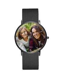 Thumbnail for Your Custom Photo / Image Designed Stainless Steel Strap Watches Aviation Shop Black & Stainless Steel Strap 