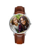 Your Custom Photo / Image Designed Leather Strap Watches Aviation Shop Silver & Brown Leather Strap 