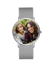 Thumbnail for Your Custom Photo / Image Designed Stainless Steel Strap Watches Aviation Shop Silver & Silver Stainless Steel Strap 