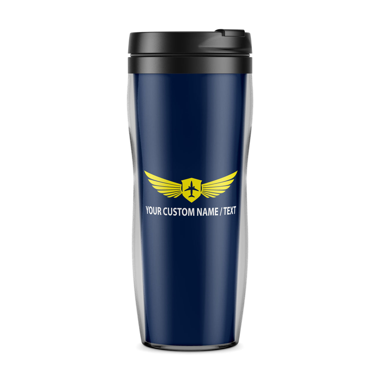 Custom Name "Badge 2" Designed Plastic Travel Mugs