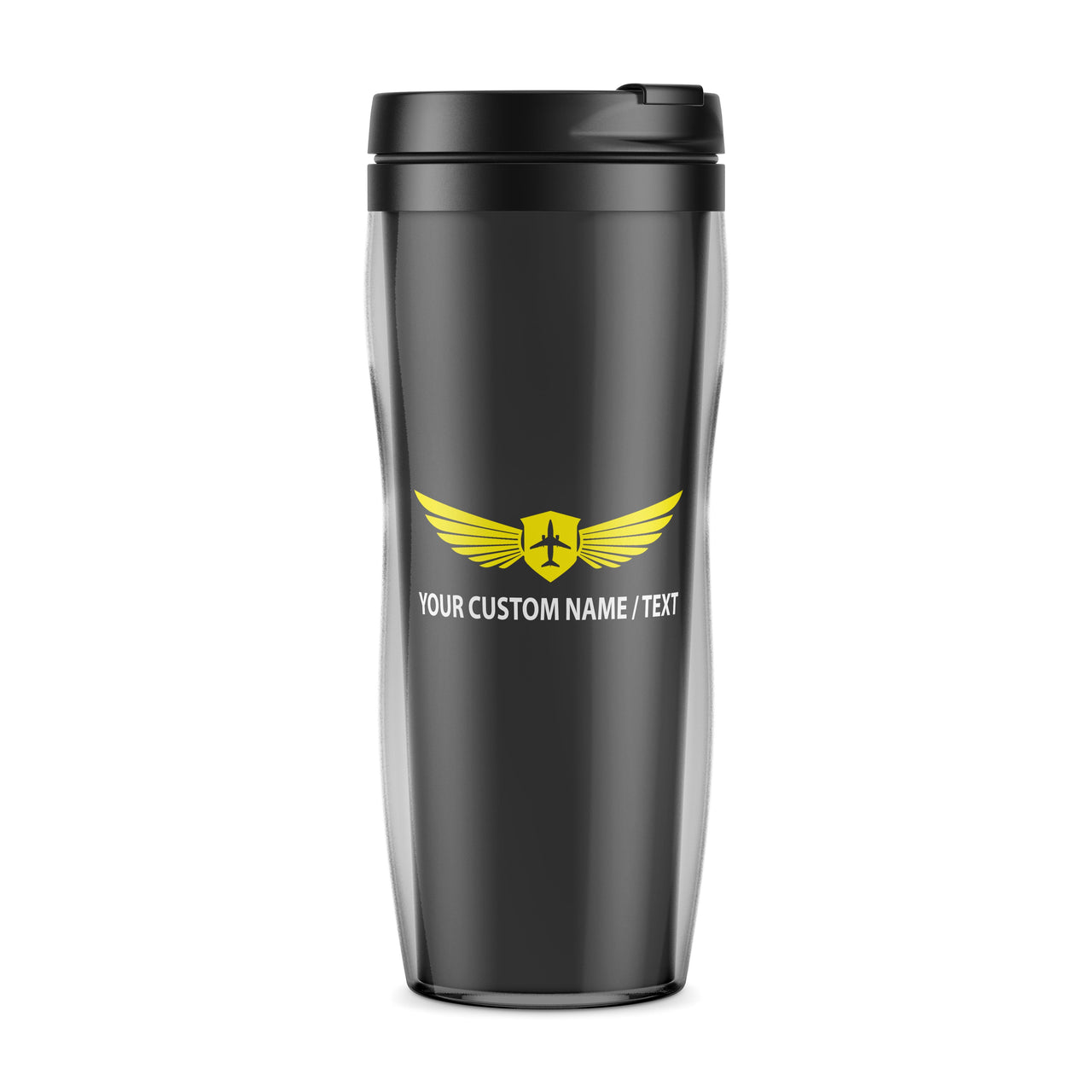 Custom Name "Badge 2" Designed Plastic Travel Mugs