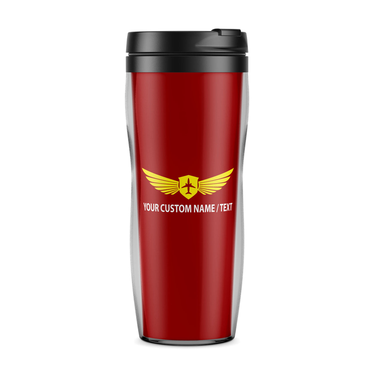 Custom Name "Badge 2" Designed Plastic Travel Mugs