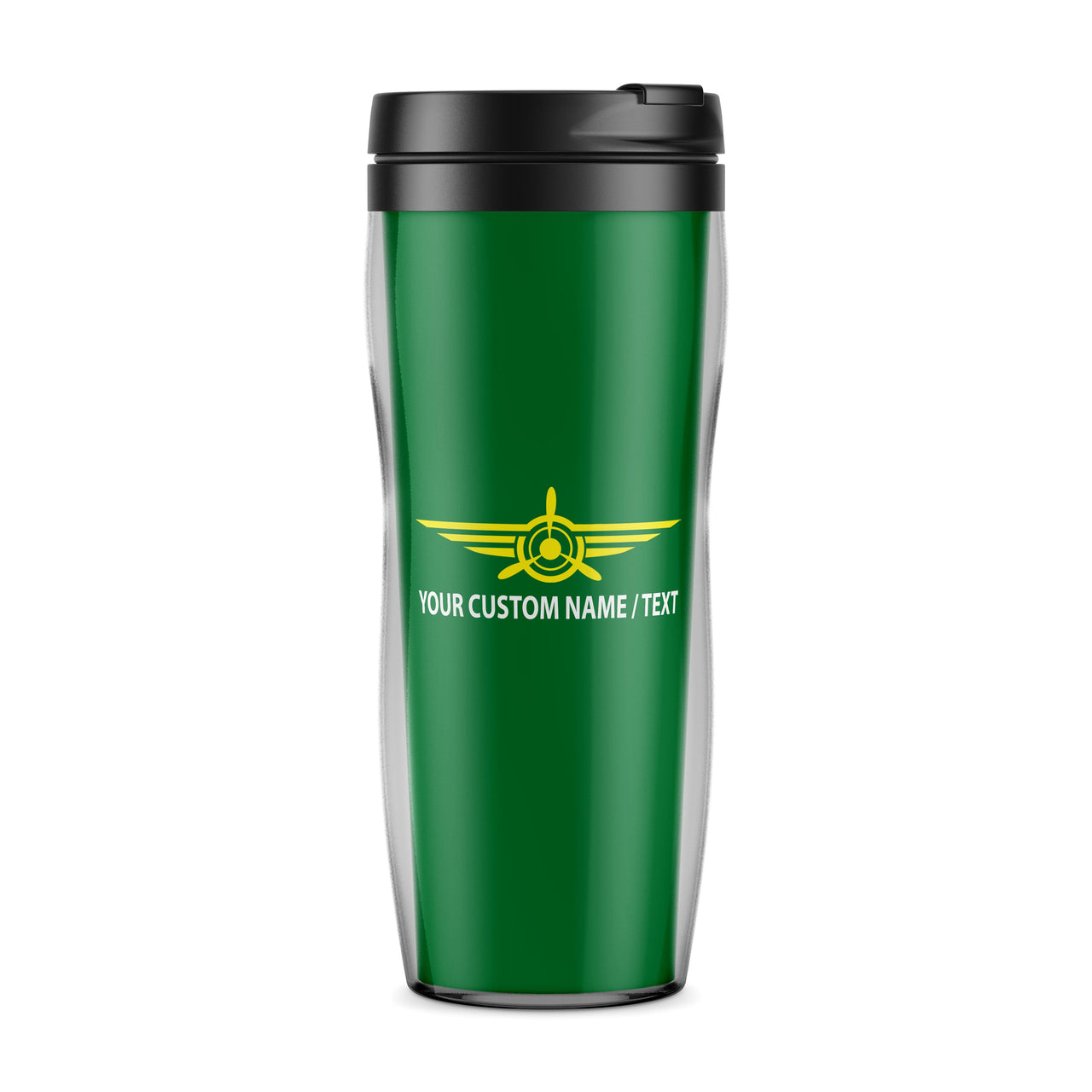 Custom Name "Badge 3" Designed Plastic Travel Mugs