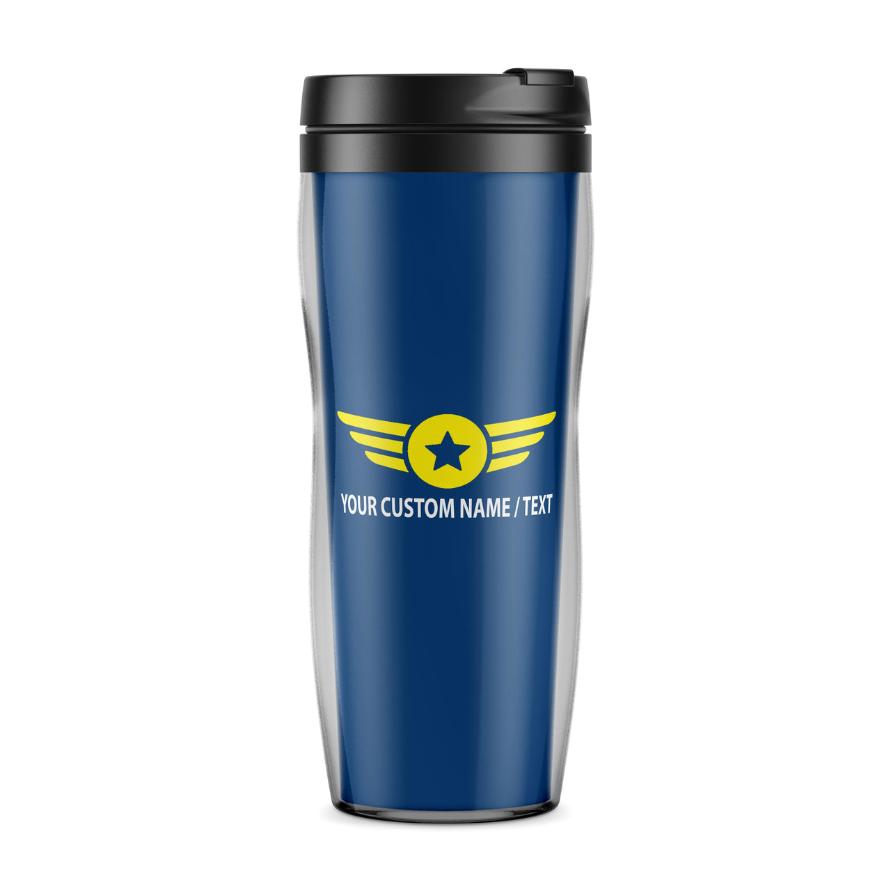 Custom Name "Badge 4" Designed Plastic Travel Mugs