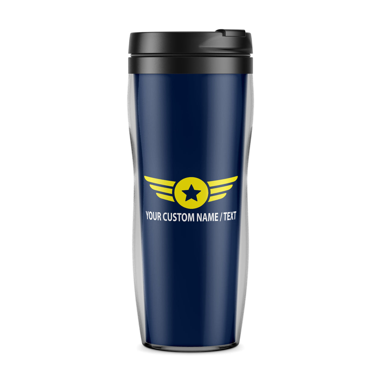Custom Name "Badge 4" Designed Plastic Travel Mugs