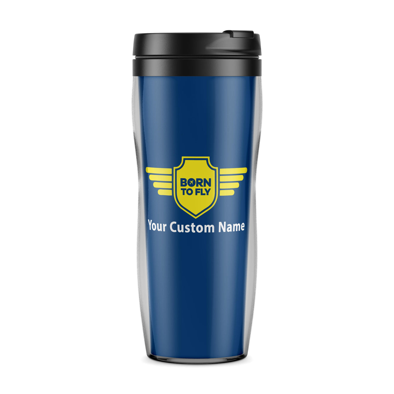 Custom Name "Badge 5" Designed Plastic Travel Mugs