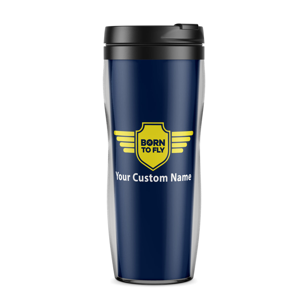 Custom Name "Badge 5" Designed Plastic Travel Mugs