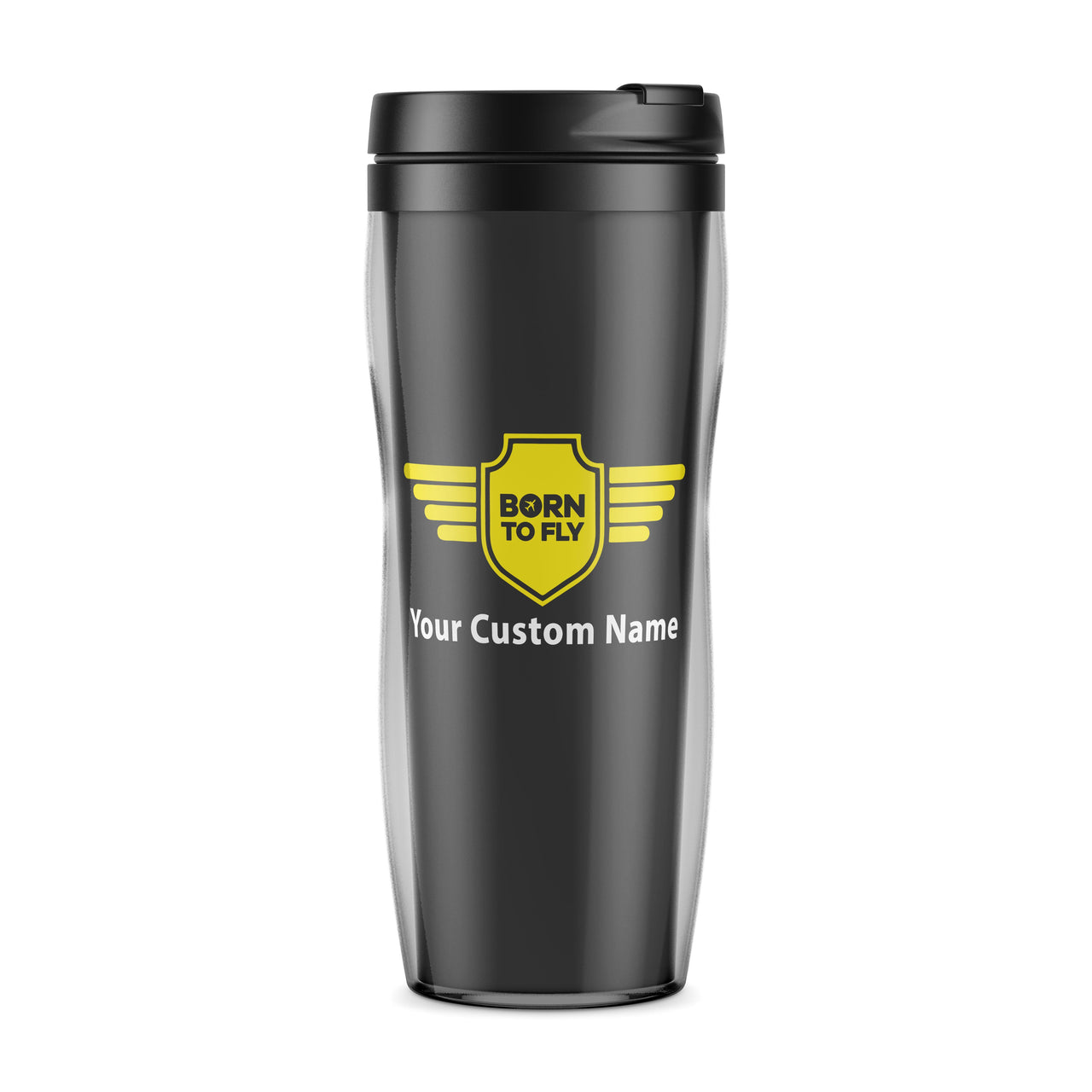 Custom Name "Badge 5" Designed Plastic Travel Mugs